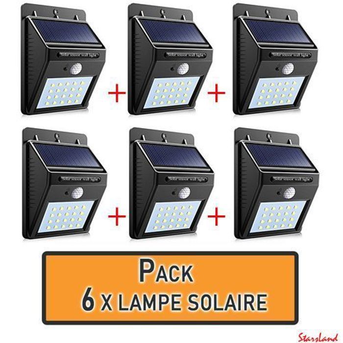 Pack 6 x Lampe Solaire de Jardin avec Capteur de Mouvement sans fil