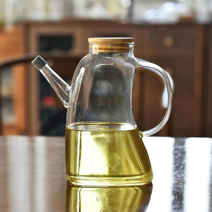 Bouteille d'huile de cuisson réutilisable avec bec verseur en acier - Idéale pour huile d'olive