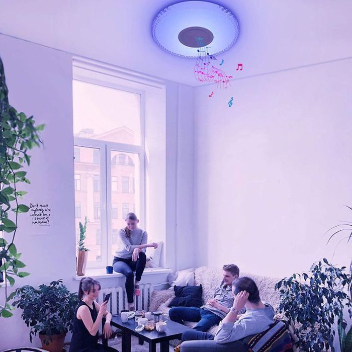 Plafonnier LED avec haut-parleur Bluetooth 2 Lampes 18W & 10W, Lampe de Plafond Lumiére Blanc Froid