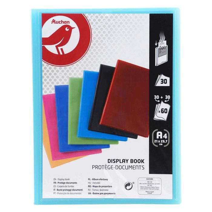 Protège documents A4 personnalisable 60 vues 21x29,7cm - AUCHAN