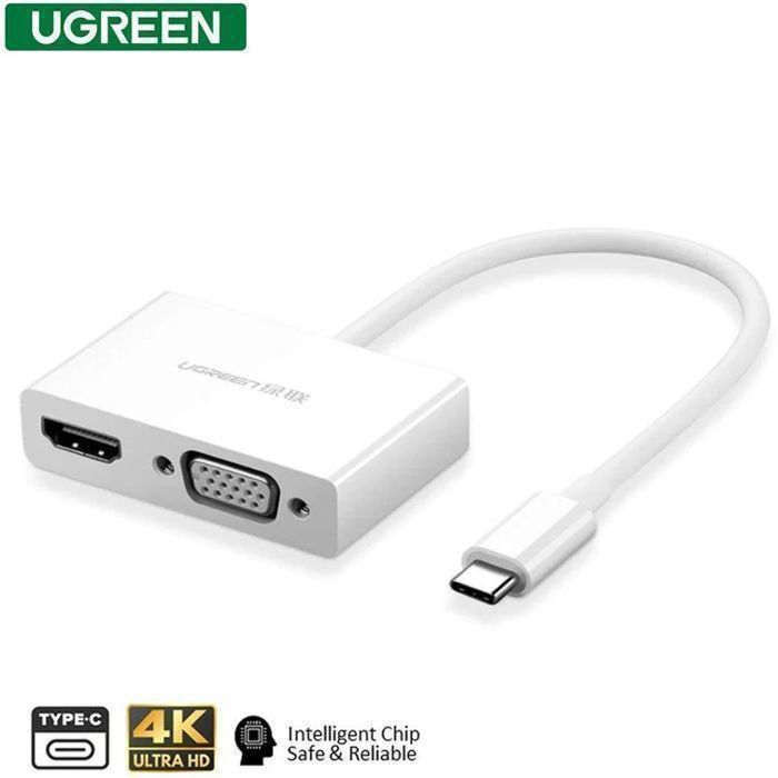 Adaptateur - UGREEN - 30843 - USB Type C vers HDMI/VGA - 4K - 1920x1200 - Blanc