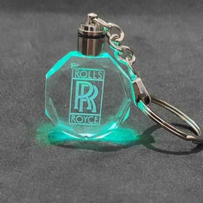 Porte Clé 3D - GENERIC - Logo Rolls-Royce - Lumineux Multicolore - Gravé au Laser - Cadeau Idéal