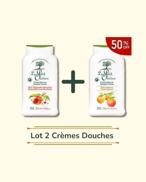 Crèmes Douche - Le petit olivier - Lot 2 - Fleur D'amandier - Nectarine - Pêche Abricot