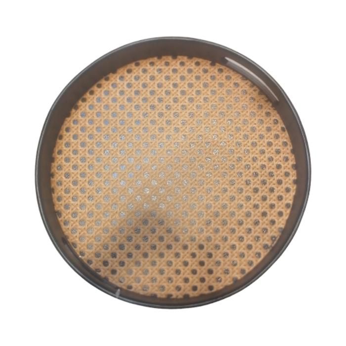 PLATEAU EN BAMBOU PEINT AVEC ROTIN 30*5CM