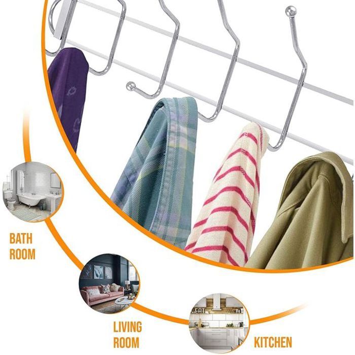 Patère Porte 12 Crochets en Acier Inoxydable - Robuste, Durable et Anti-Rouille