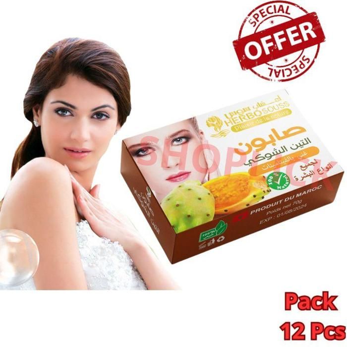 Pack de 12 Pieces Savons  Bio à l'Huile de Figue de Barbarie – Régénérant & Anti-Âge 70g