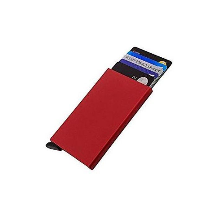Porte Carte de Crédit - RFID - Automatique - Rouge - Métallique - Mixte