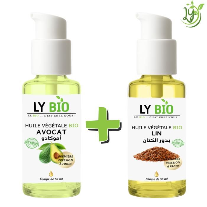 Pack Huile Avocat & Lin - LYBIO - 50ml - Nourrissant - Hydratant - Réparateur