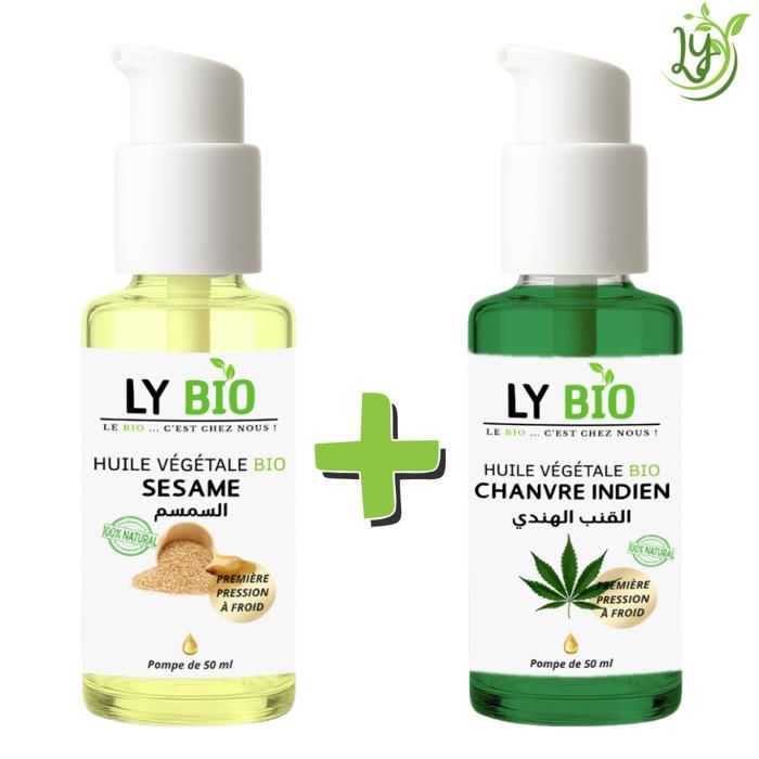 Pack Huile - LYBIO - Sésame & Chanvre - 50ml - Hydratant - Tous types de cheveux