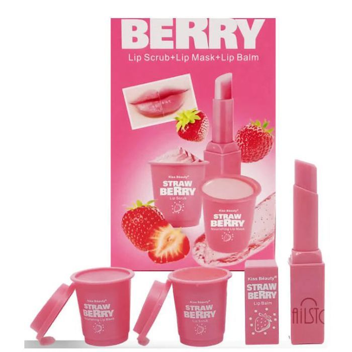 Kiss Beauty Pack de 3 mask et baume et gommage à lèvres, Best Lip care
