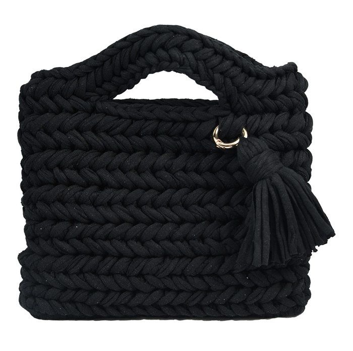 Sac porté en main - HANDYS - Mini-Noir - Fil de t-shirt écologique - Léger - Pratique