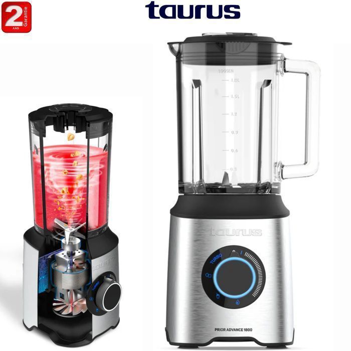 Taurus - Blender PRIOR ADVANCE 1800 2 L 1800 W Noir, Inox, Transparent