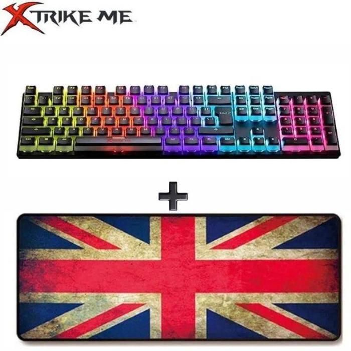 Clavier Gamer de jeu filaire XTRIKE ME GK915P Pudding Rainbow + Tapis xxl 800x300 mm