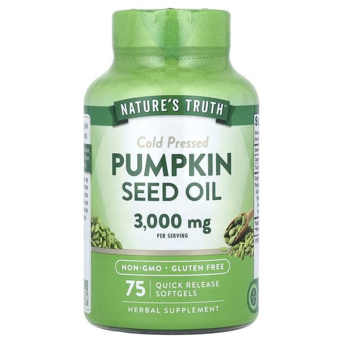 Huile de pépins de courge, pressée à froid, 3 000 mg, 75 gélules à libération rapide (1 000 mg par gélule)