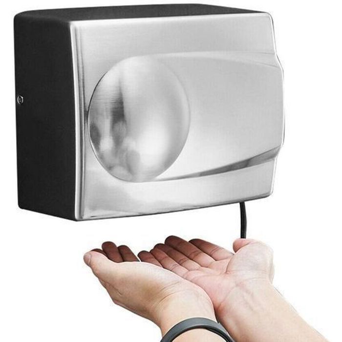 Sèche-Mains Automatique INOX Professionnel Montage Mural Haute Vitesse Compact