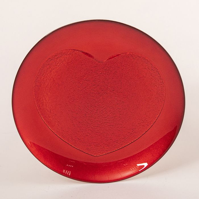 Plat coeur 21 cm rouge