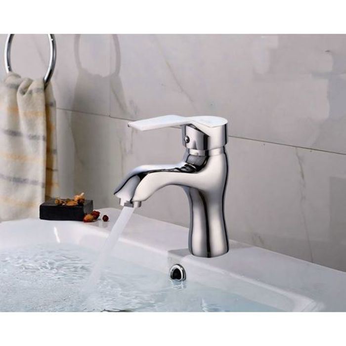 Robinet Mitigeur De Lavabo Chromé - chaud et froid+2 flexibles ,Haute Gamme