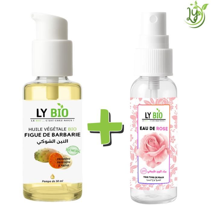 Pack de soins - LYBIO - Huile de figue de barbarie 50ml - Eau de rose 100ml - Nourrissant - Mixte