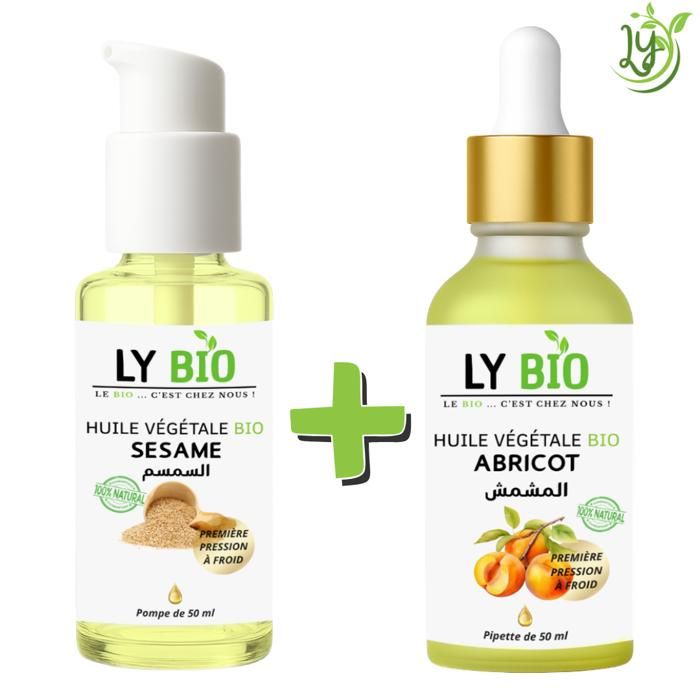 LYBIO PACK HUILE SESAME 50ml - POMPE + HUILE ABRICOT 50ML - PIPETTE