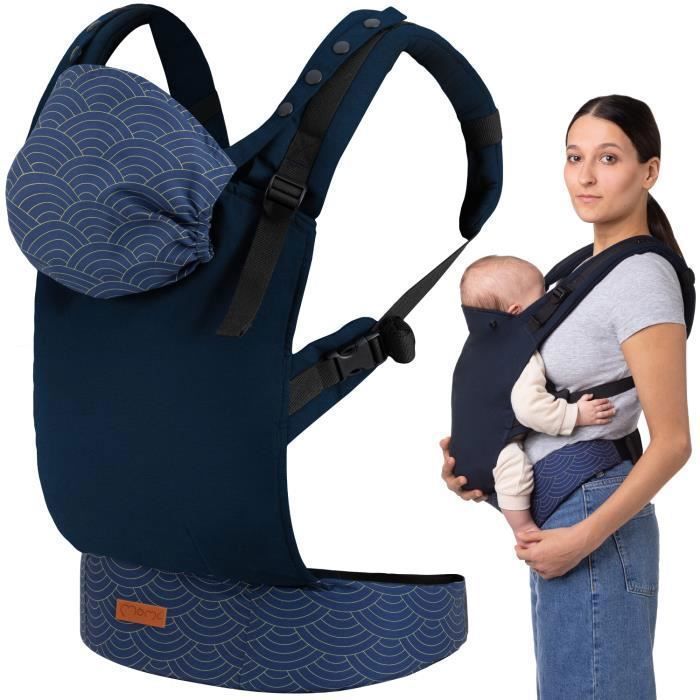 MoMi COLLET Porte-bébé Ergonomique Physiologique - Avant/Arrière - Jusqu'à 15 kg - Bleu marine