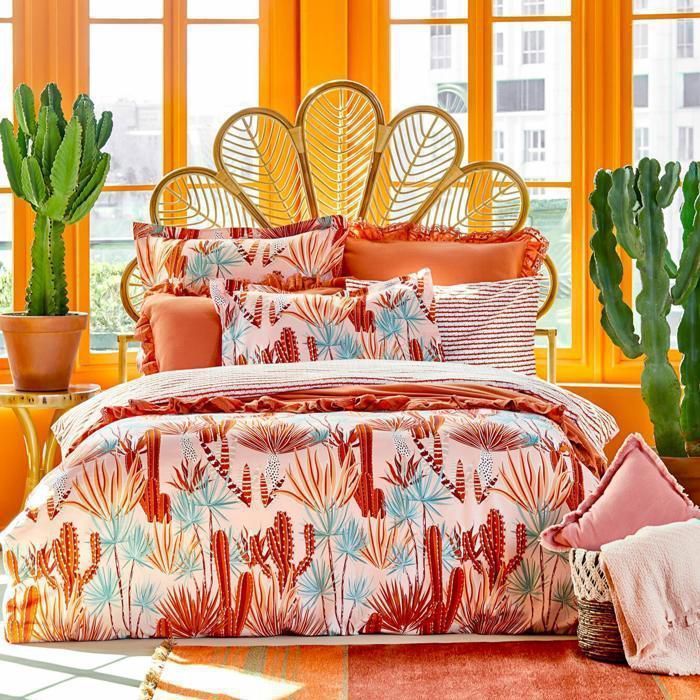 Housse de couette - BELLA MAISON - 200x220 - 100% coton - Certifié OEKO-TEX - Orange