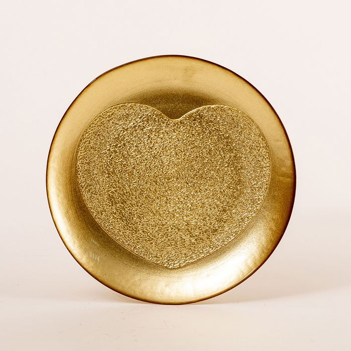 Plat coeur 21 cm couleur dorée