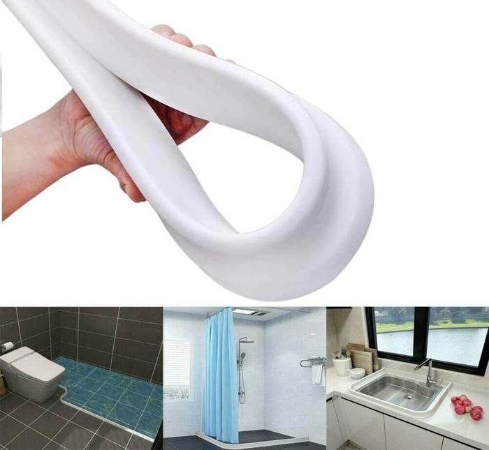 Seuil de Rétention d'Eau en Silicone Autocollante et Pliable - 1M