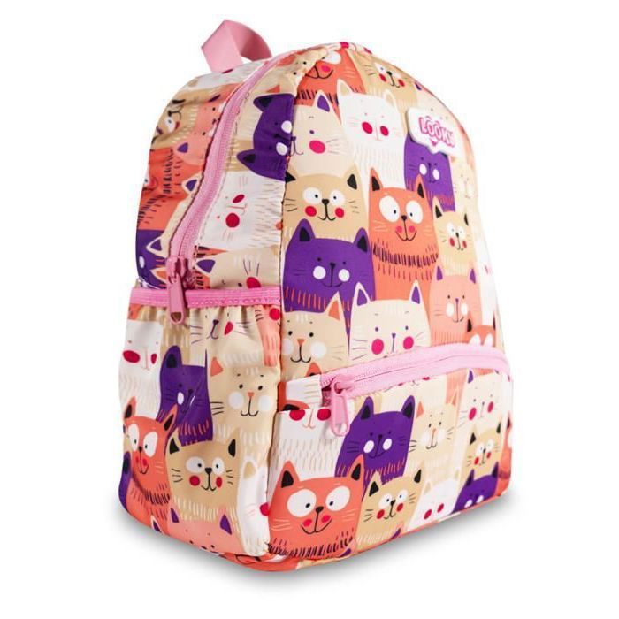 Sac à dos 30 cm avec 2 poches en tissu satin - Couleur aléatoire
