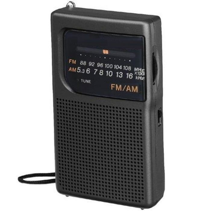 Radio pile AA portable de poche AM FM avec haut-parleur et prise casque-noir