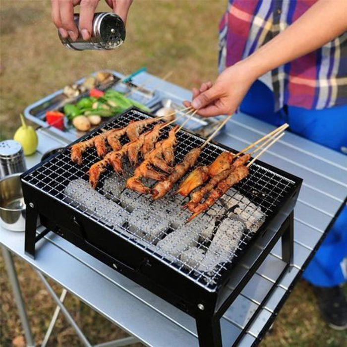 Grill pliable portable pour maison et camping en plein air