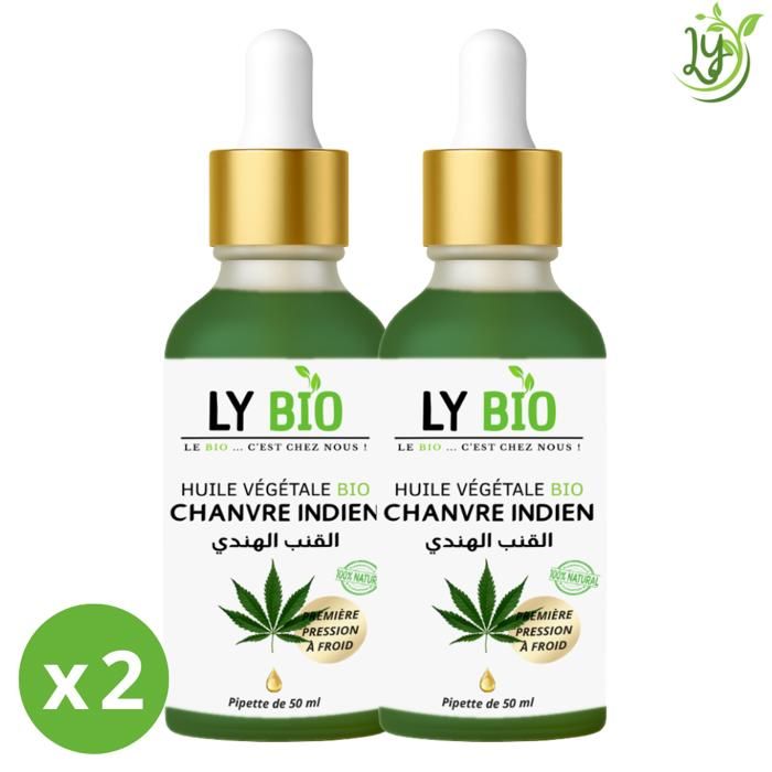 Huile de Chanvre - LYBIO - 50ml - Lot de 2 - Hydratant - Tous types de cheveux