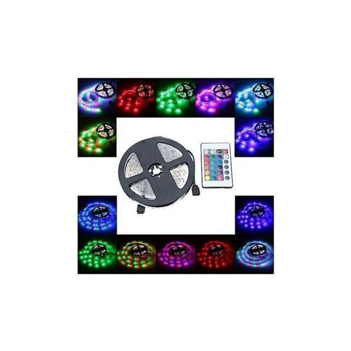 Ruban LED RGB 5 mètres - Intérieur, Télécommande, Flexible