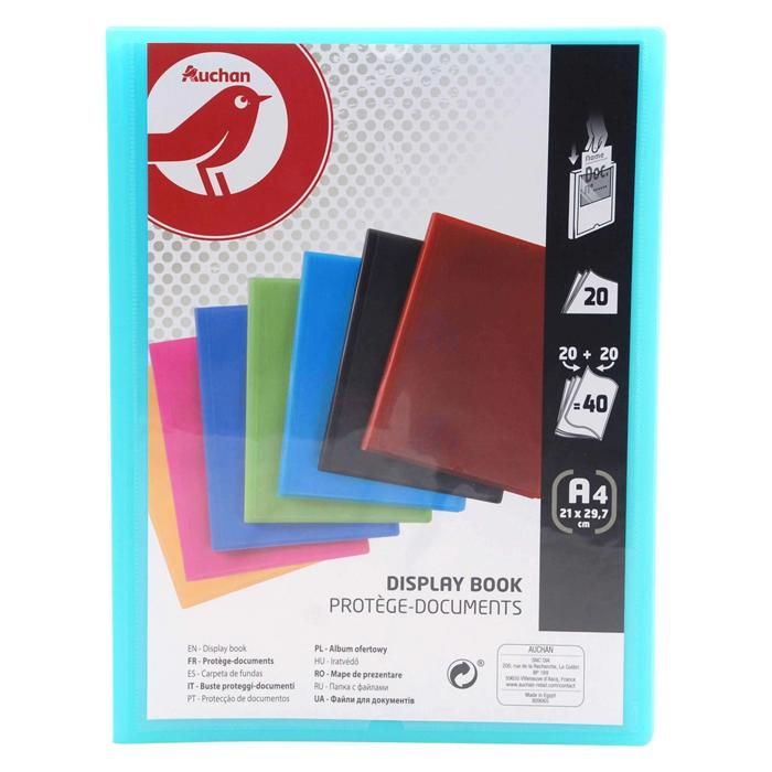 Protège documents A4 personnalisable 40 vues 21x29,7cm - AUCHAN