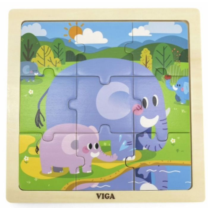 Viga - Puzzle 9 pièces Éléphant et son petit