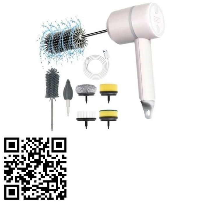 Brosse électrique USB avec 6 têtes interchangeables pour un nettoyage facile en cuisine
