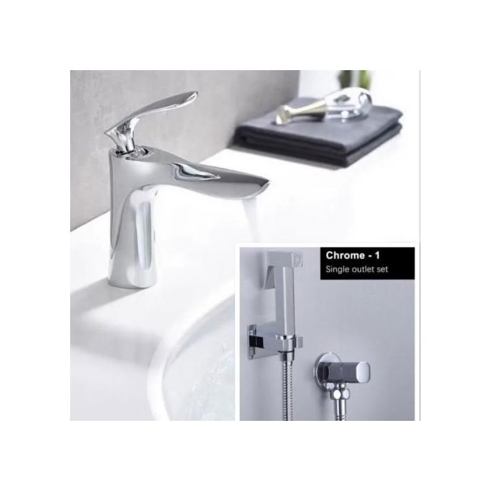 Pack Mitigeur lavabo et ensemble Douchette wc pour salle de Bain haute qualité