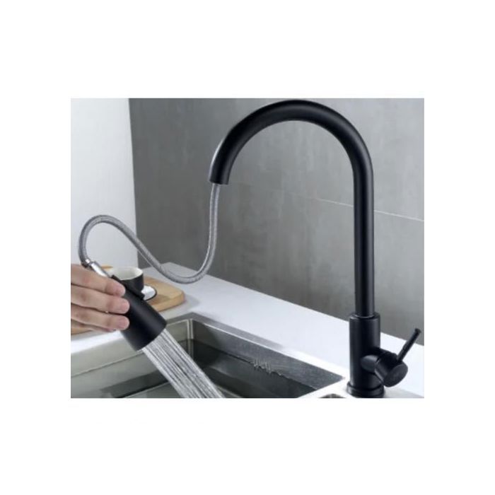 Faucet robinet mitigeur cuisine avec bec flexible rotatif;ROBINET CUISINE NOIR