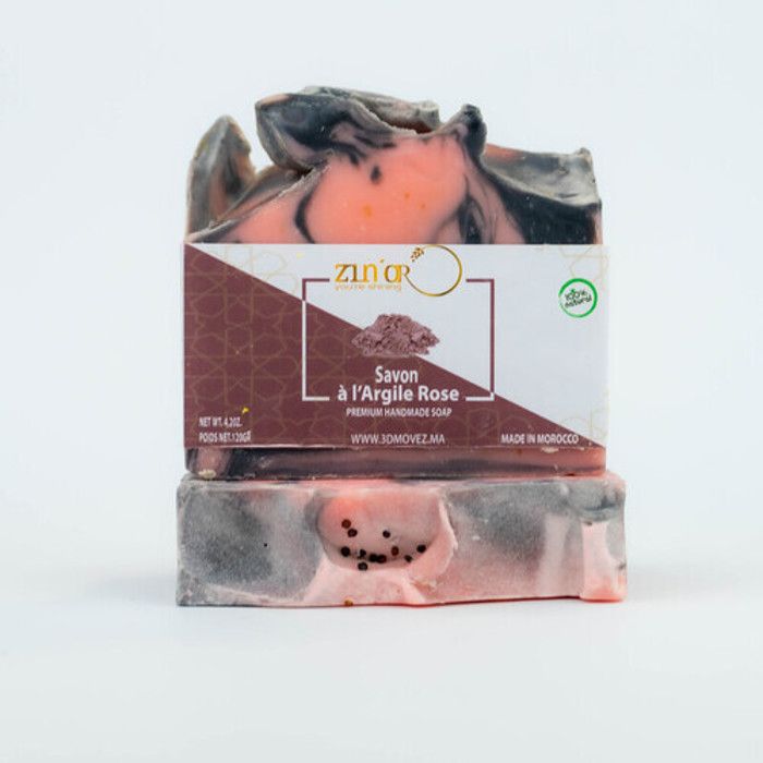 Savon solide artisanal - ZIN'OR - Argile rose - 120g - Vegan - Mixte