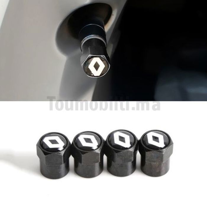 4 pièces Bouchon de valve logo Renault Noir