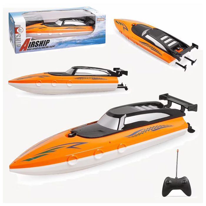 Bateau Télécommandé Imperméable à moteur, Bateau avec Batteries Rechargeables - Orange