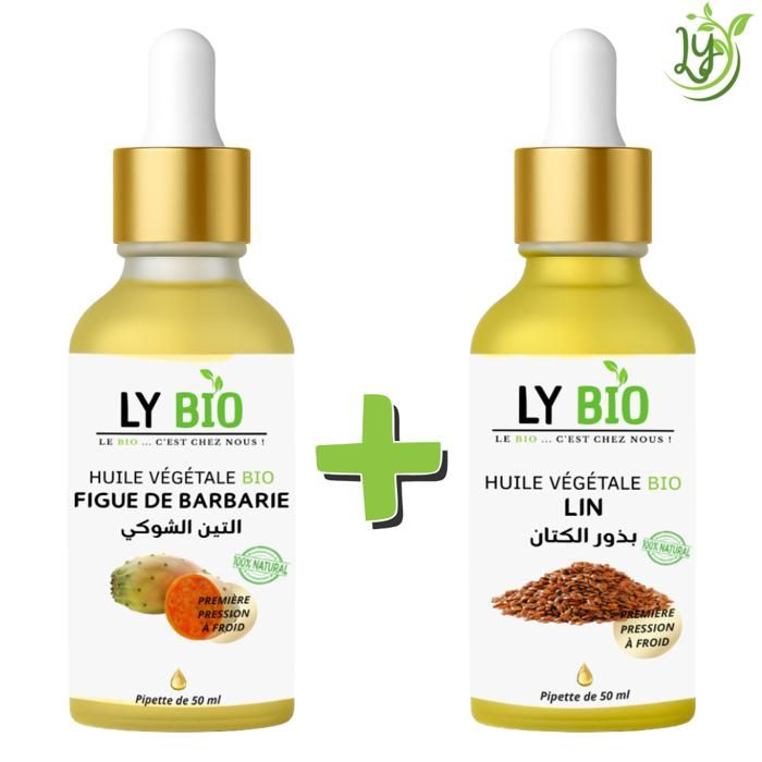 LYBIO PACK HUILE FIGUE DE BARBARIE 50ML - PIPETTE + HUILE LIN 50ML - PIPETTE