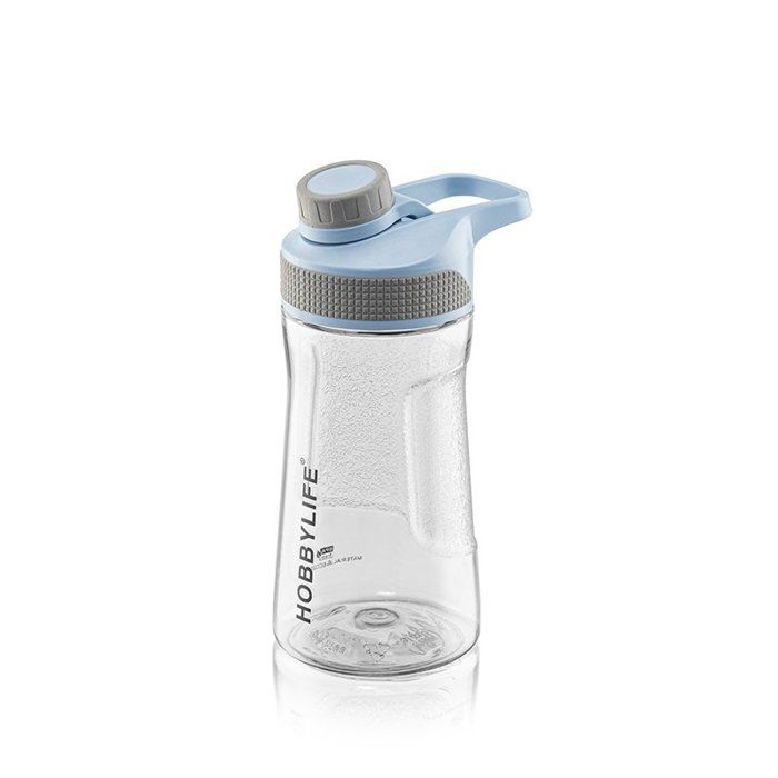 Bouteille d'eau sport gourde en plastique sans BPA 530ml avec fermeture hermétique et filtre intégré - Bleu bouteille transparente
