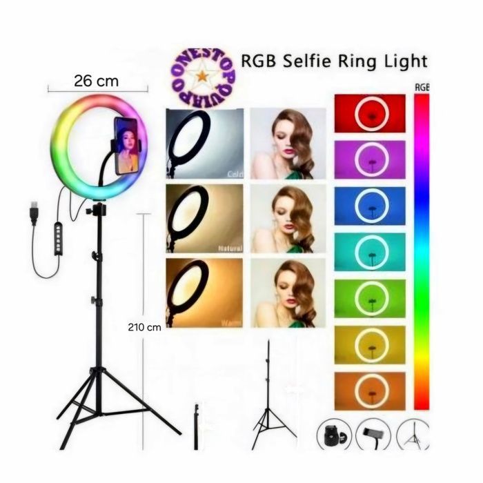 Ring Light 26 cm Led avec Tripod 210 cm pour YouTube / Tiktok