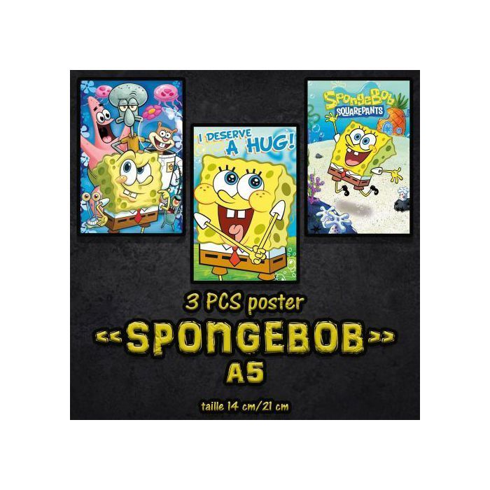 Affiche Décoration murale - Spongebob - 3 PCS - 20x14 cm - Papier - Style Enfant