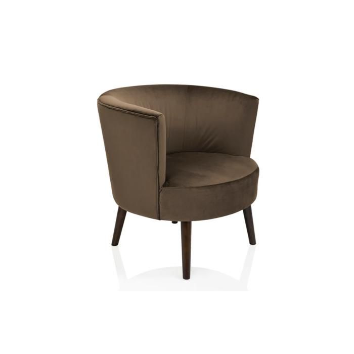 Fauteuil - Vito - Velours - Marron - 78x75x77 cm - Design Contemporain