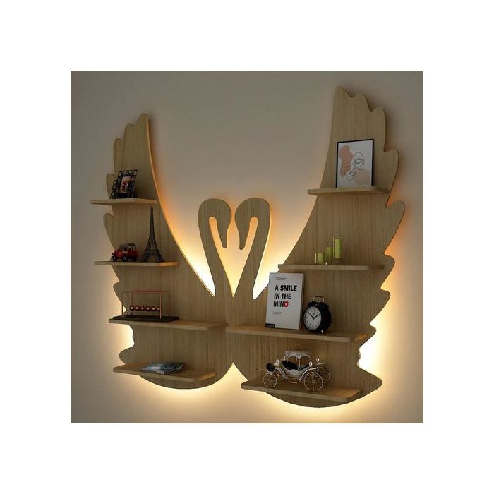 Étagère de rangement en bois, support mural pour livre