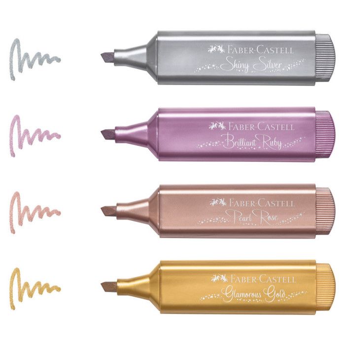 Surligneur - FABER-CASTELL - TEXTLINER 1546 - Métallisé - Étui de 4 - Rechargeable