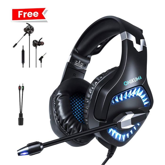 Casque Gamer PRO K1B Pro Professional Gaming HEADSET pour PC, PS5, Xbox, ordinateurs + Écouteur Gaming GM-D3 GRATUIT