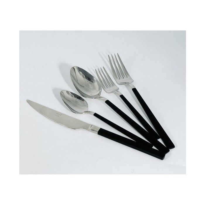 Ensemble de Couverts - Chrome Noir - 30 pièces - Design Élégant - Finition Brillante - Accessoires de Cuisine
