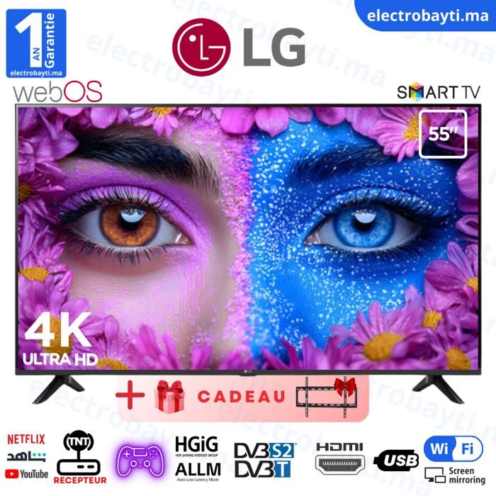 LG - 55 Pouces SMART TV WEB OS -  4K UHD - AI ThinQ, alpha5 Gen7 Processor - FILMMAKER Mode - 55UT73006LA